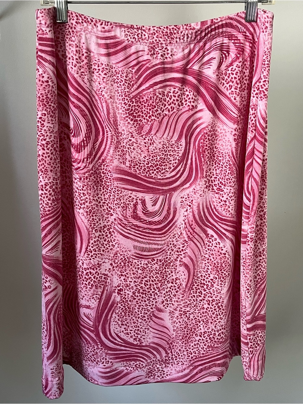 Kim&Co Pink Funky Wave & Leopard Print Midi Skirt Size XL - Picture 4 of 9